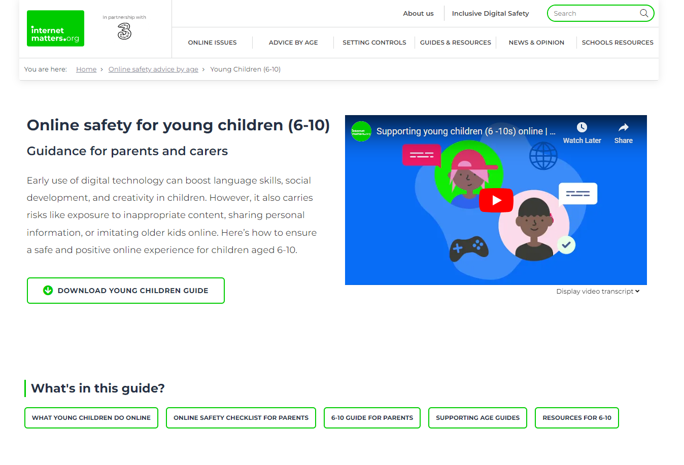 Online safety for young children (6-10)